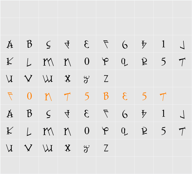Numbafont Character Map