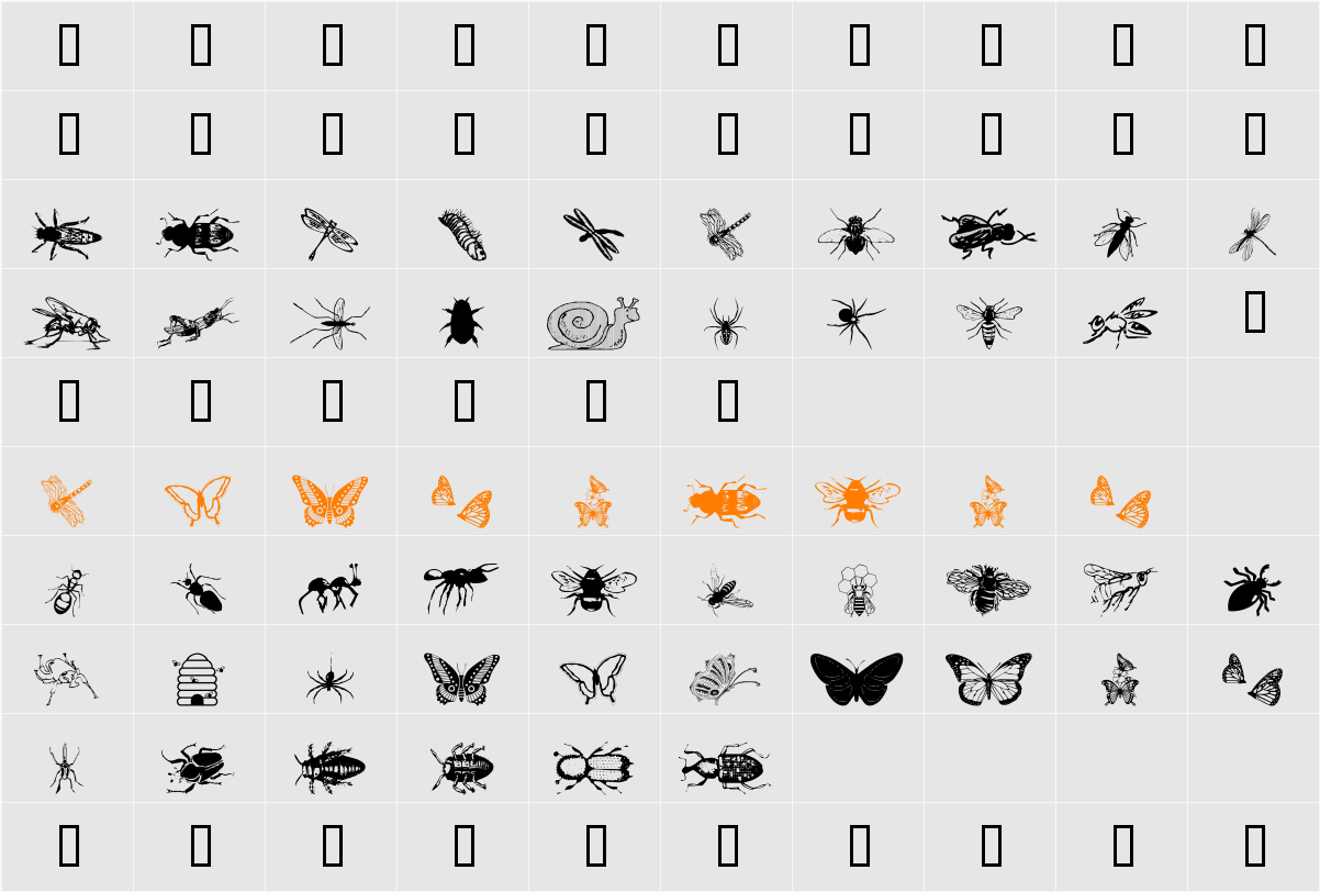 wminsects1 Character Map