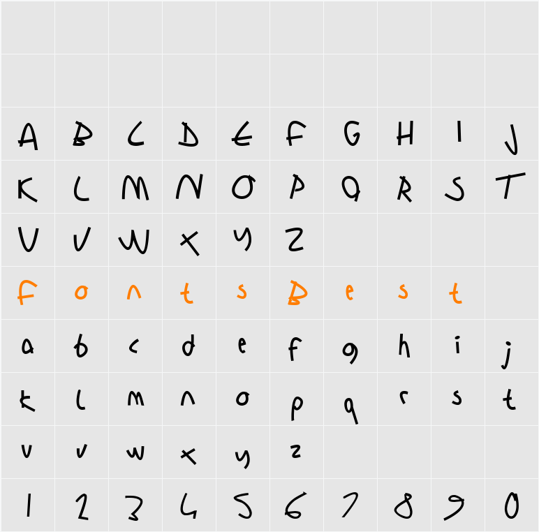 Sharon Lipschutz Handwriting Character Map