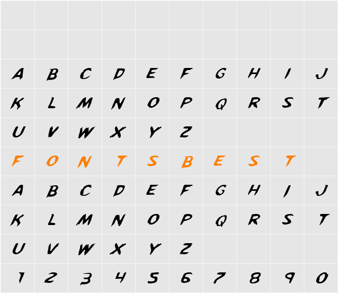 Kreeture Italic Character Map