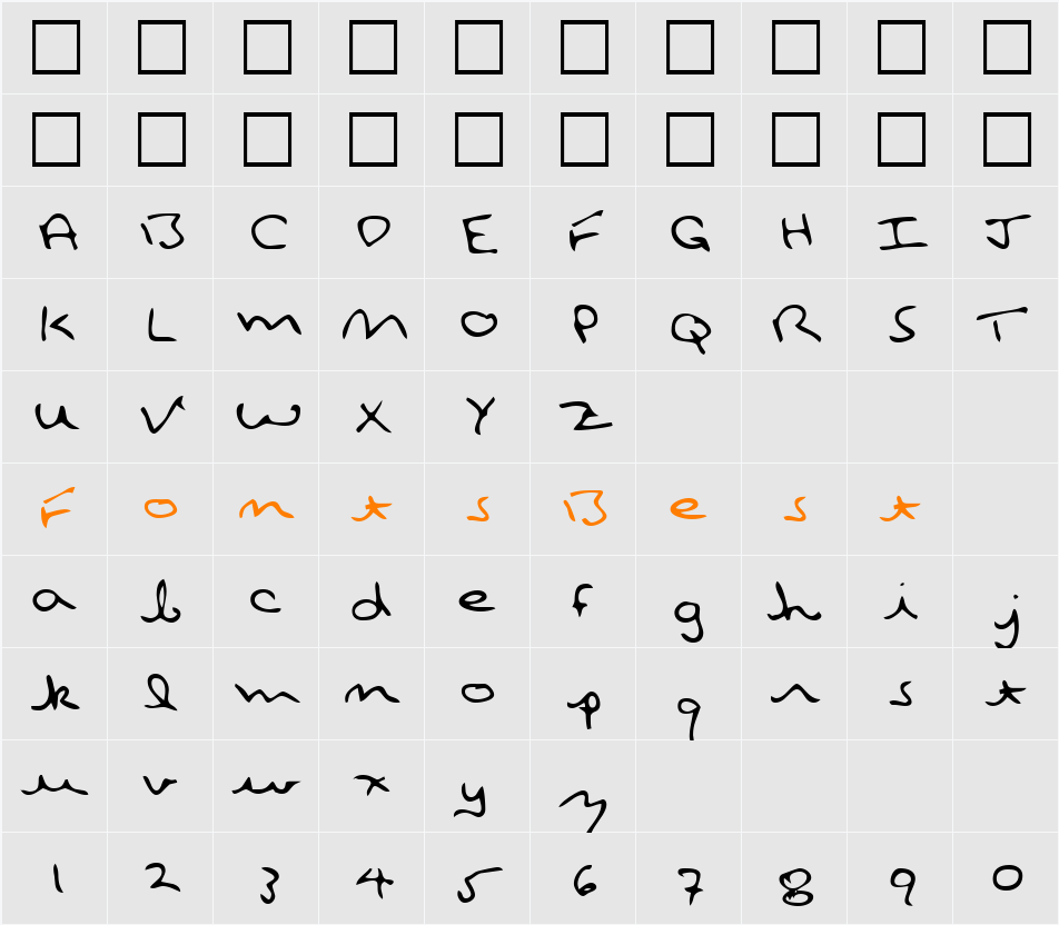 LEHN108 Character Map