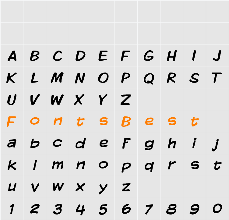 Komika Display Character Map