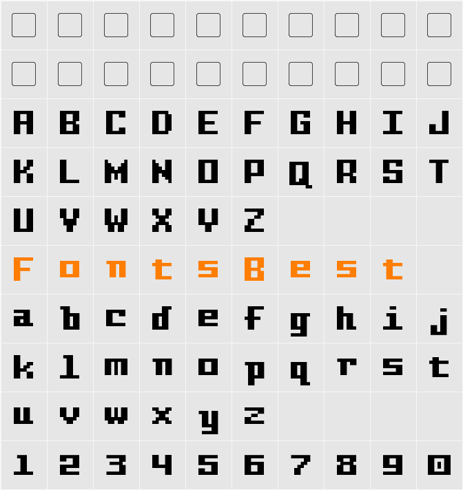 Pixel Intv Character Map