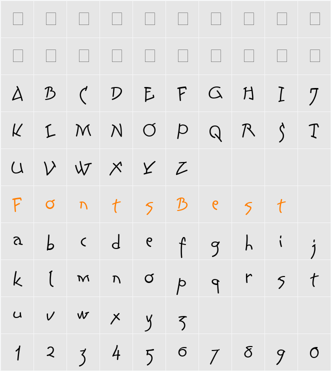 LTColibri Light Character Map
