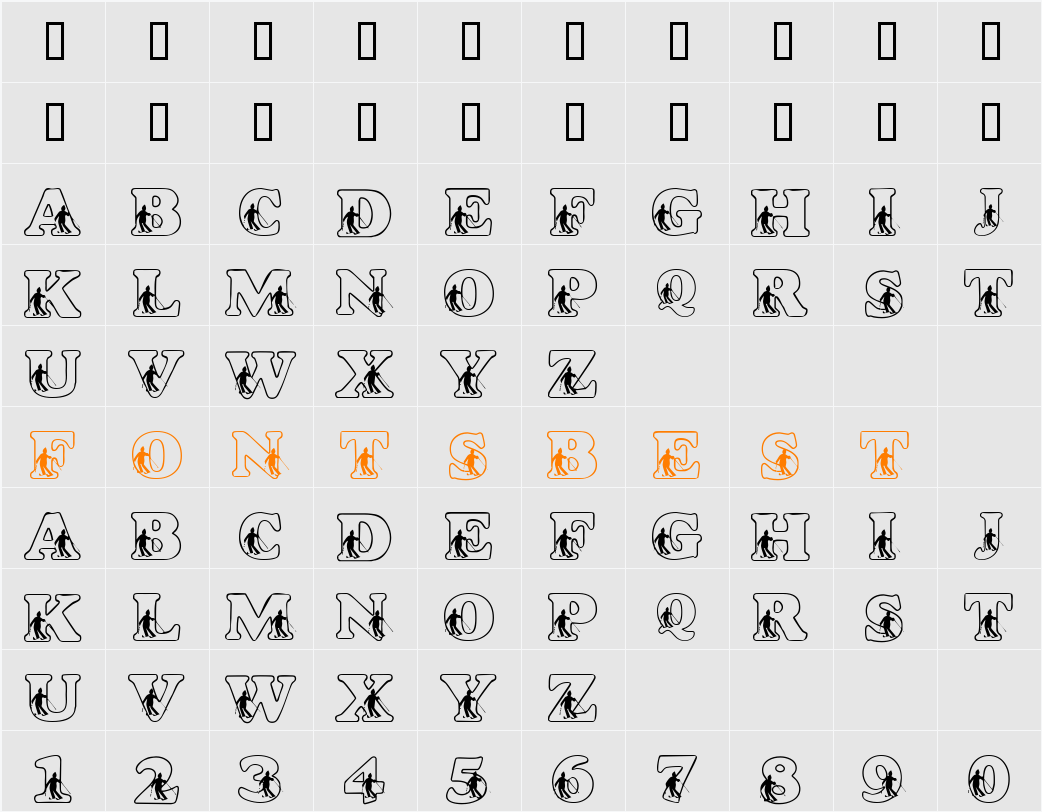 LMS Slalom Script Character Map