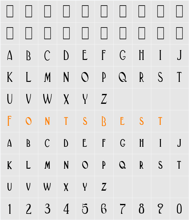 Deco-Condensed Character Map