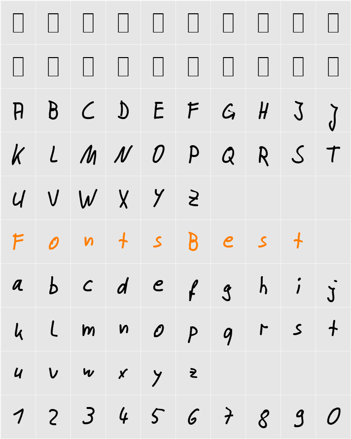RW2 Becker Character Map