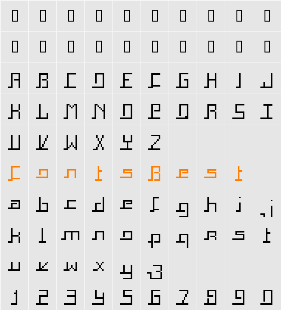 Squaropen Character Map