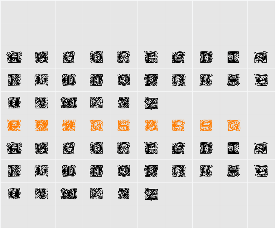 Eichenlaub Initialen Character Map