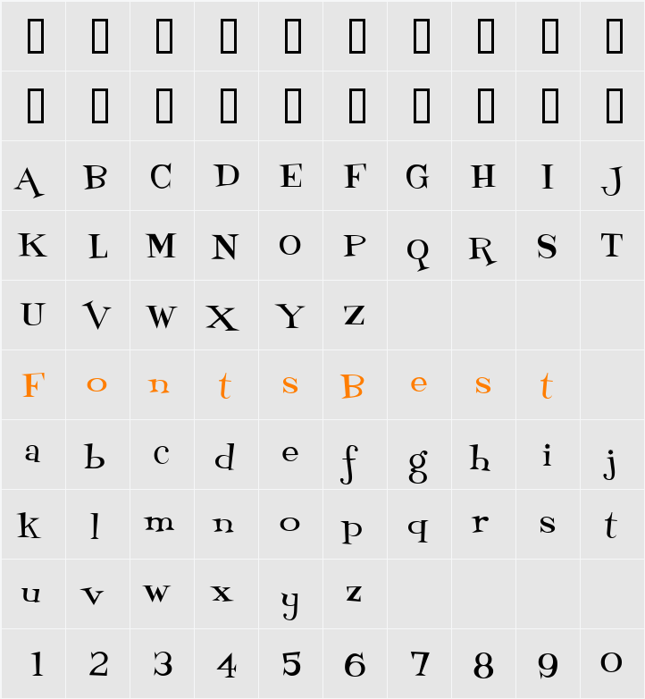 Fontdinerdotcom Loungy Character Map