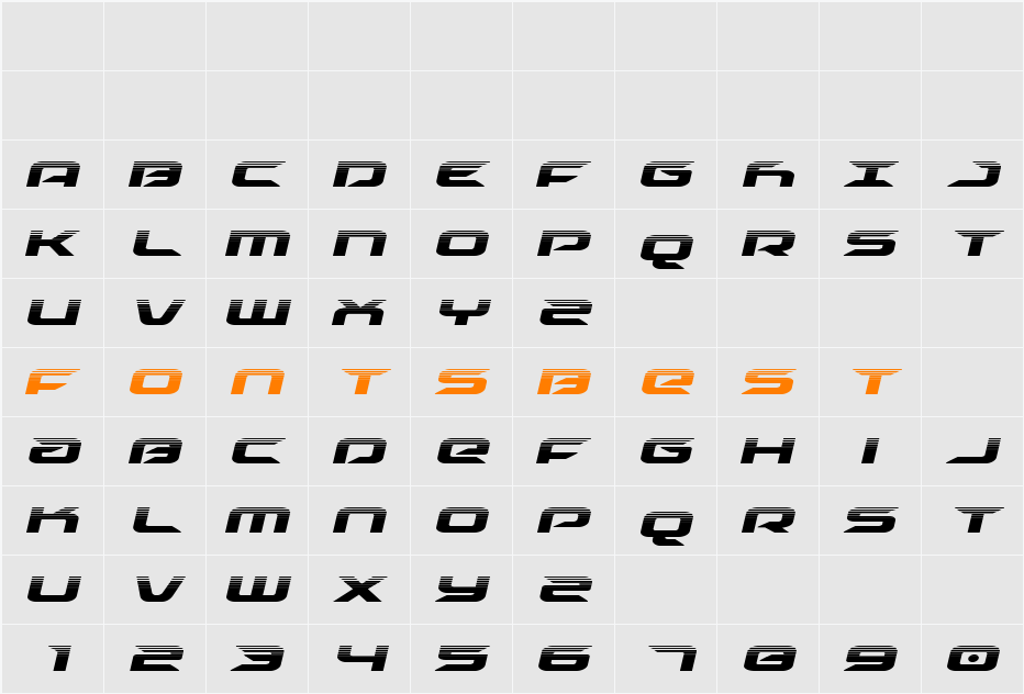 Drive Halftone Italic Character Map