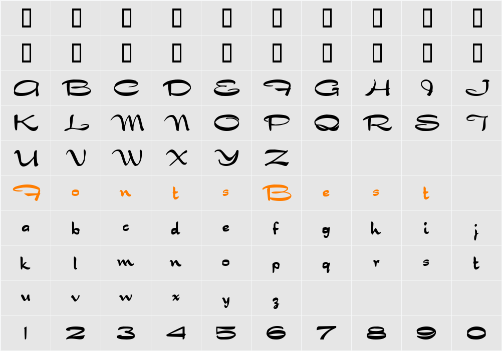 Dragonwyck-Condensed Character Map