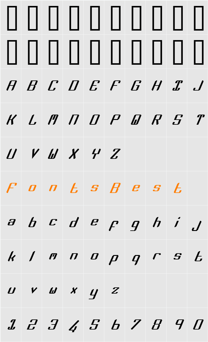 Zee Lance Italic Character Map