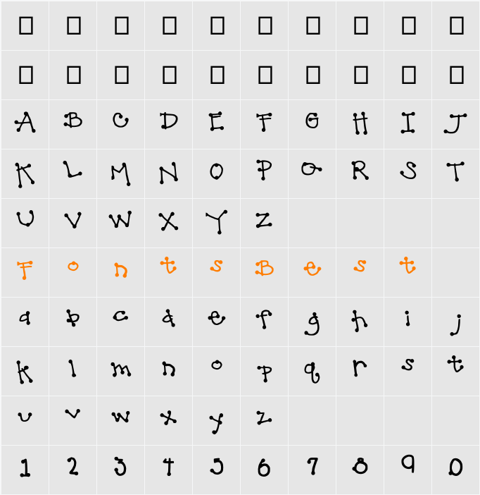 Hotty Dotty Character Map