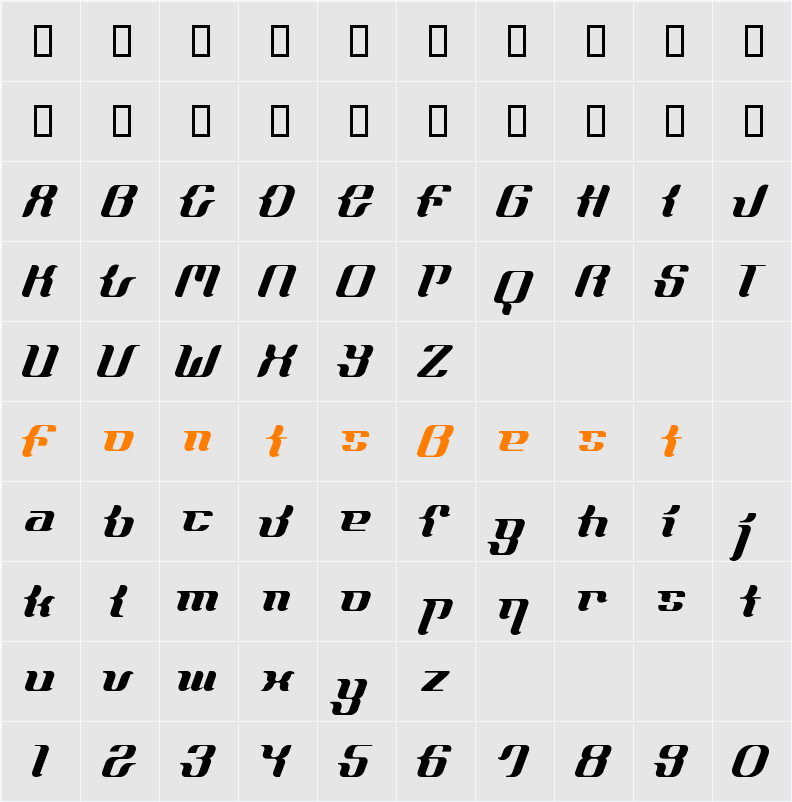 FrenchCurve Character Map