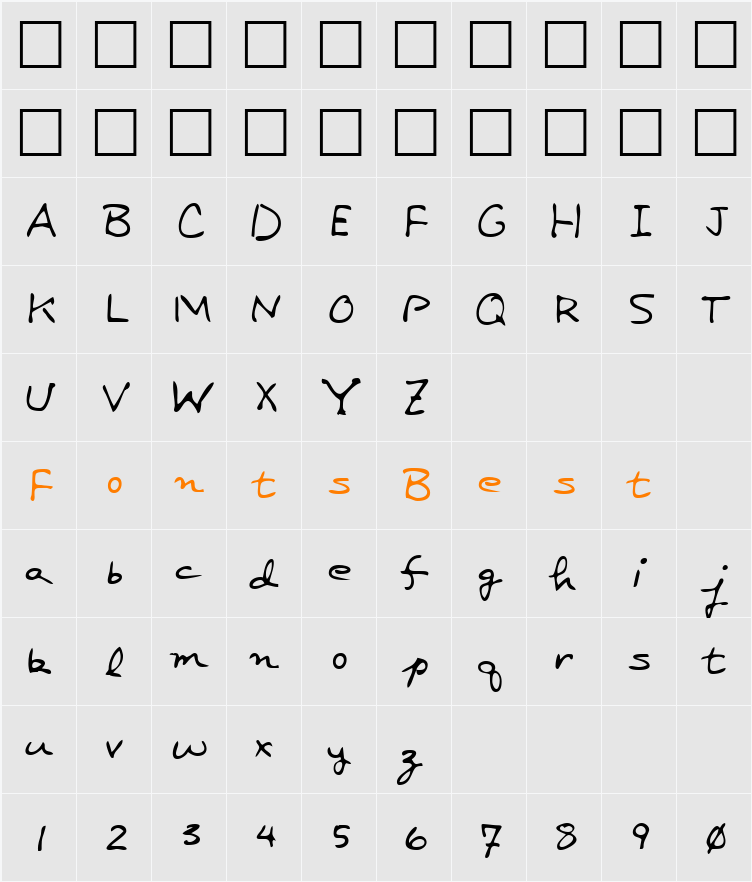 LEHN020 Character Map
