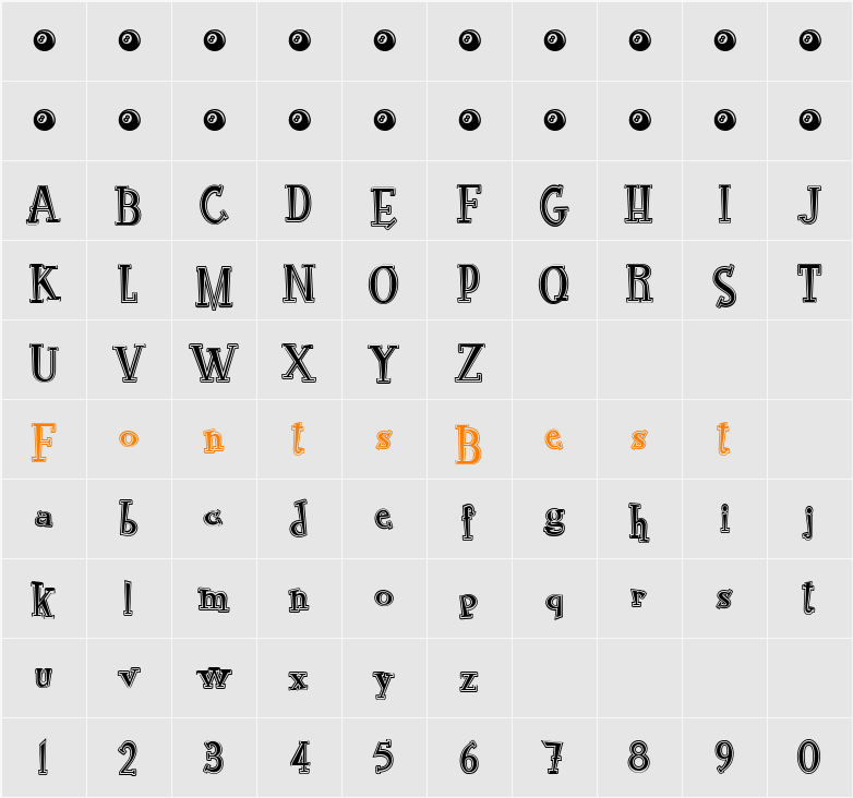 RocknRoll Typo College Character Map