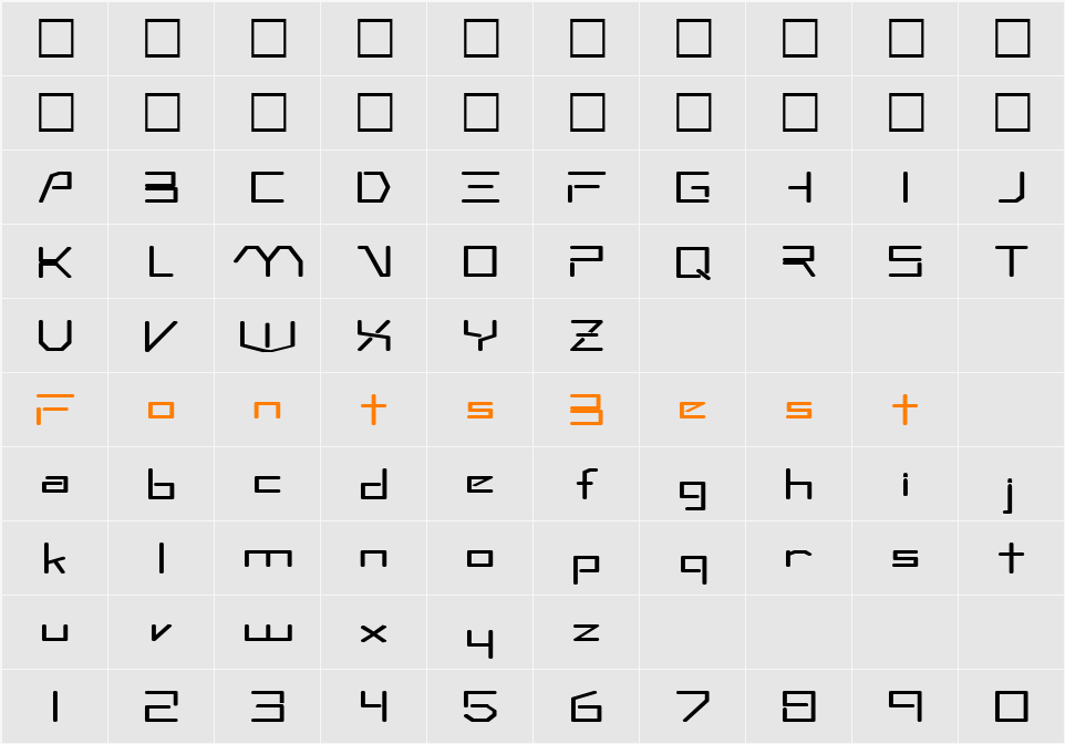 FZ DIGITAL 7 EX Character Map
