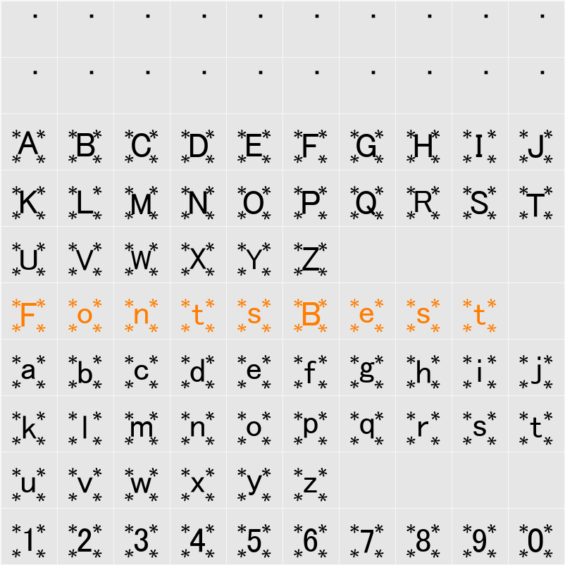 hana Font Character Map