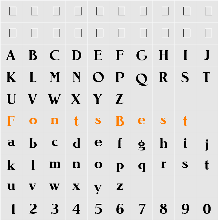 Sierra SF Character Map