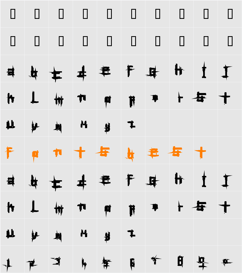 Bruised Character Map