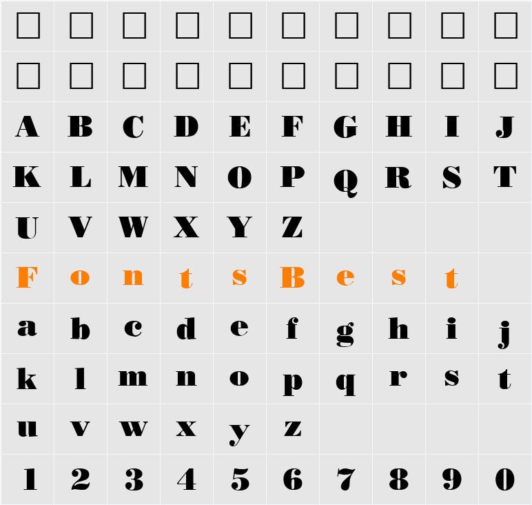 QTBodiniPoster Character Map