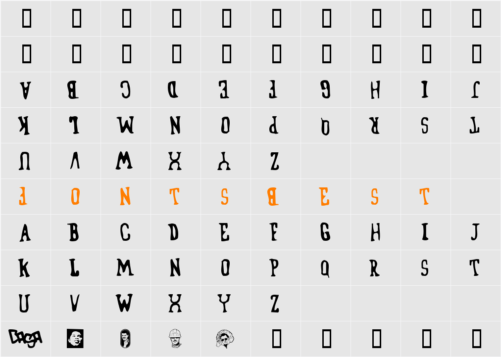 Blufunken (side A) Character Map