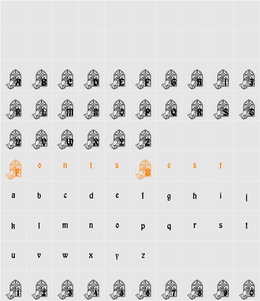 We Pray Character Map