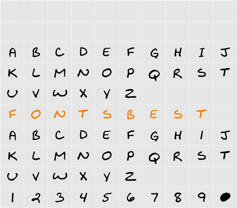 KibbyBoldFont Character Map