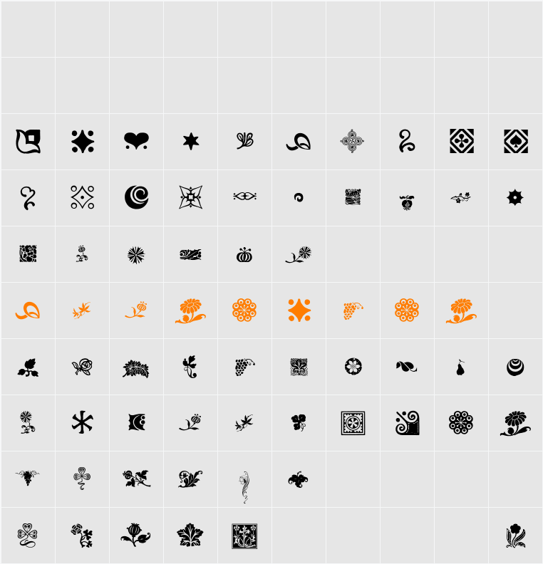 Rough Fleurons Free Three Character Map