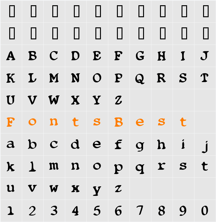 Blobfont G98 Character Map
