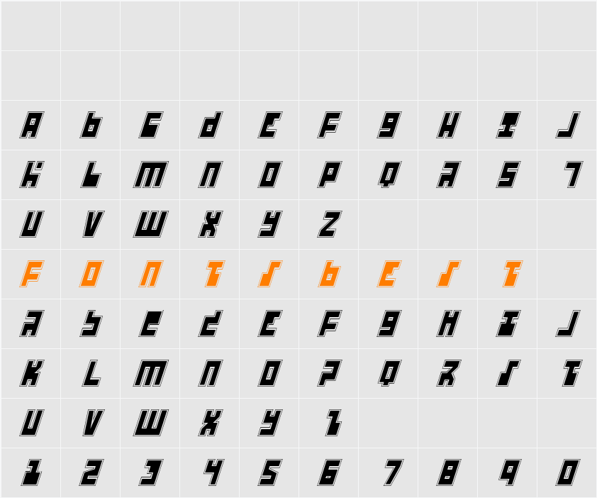UFO Hunter Academy Italic Character Map