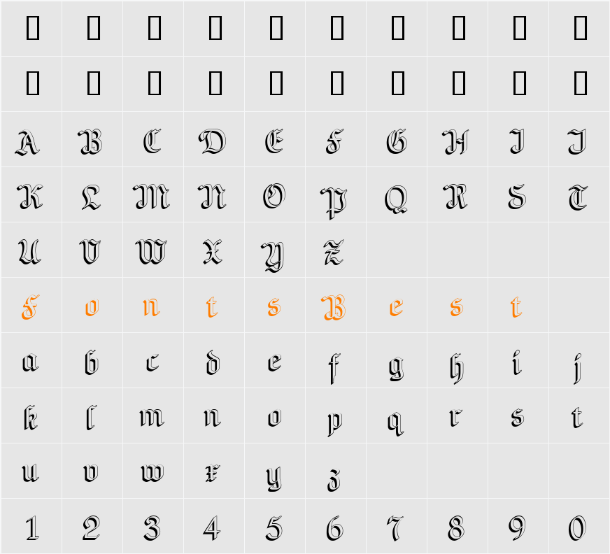NeuAltischShadLeft Character Map