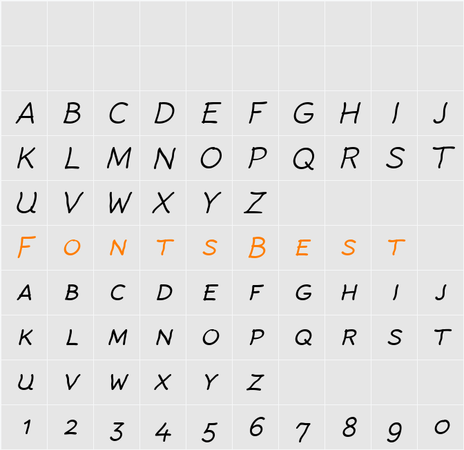 Rattlescript-LightObliCaps Character Map
