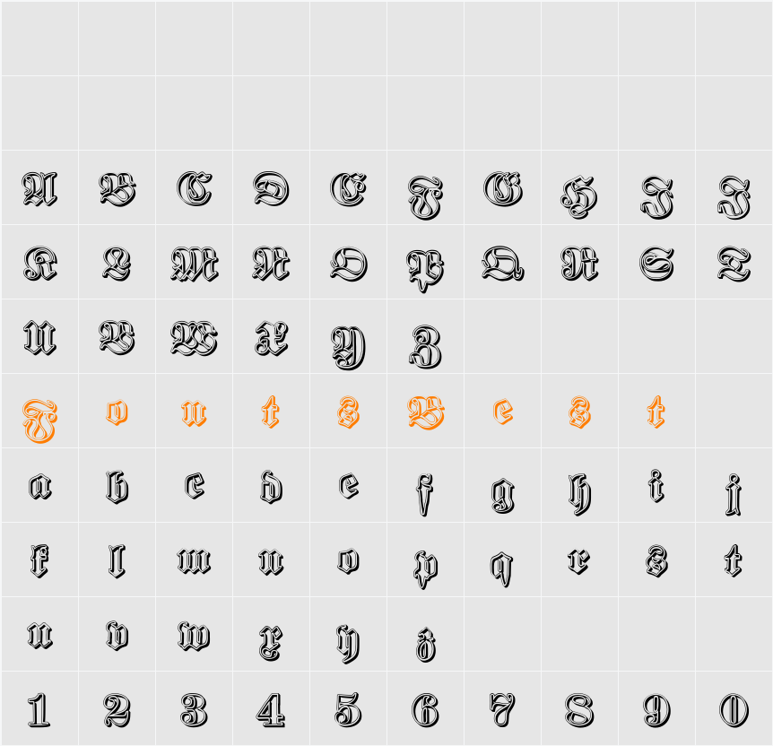 Proclamate Ribbon Character Map