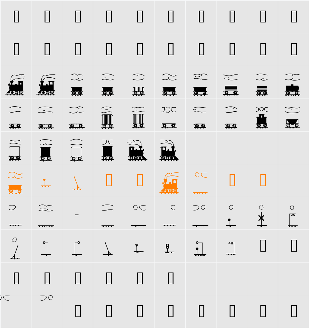 XLaserTrain Character Map