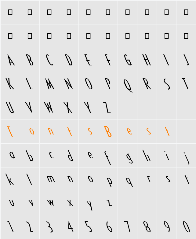FZ BASIC 16 LEFTY Character Map