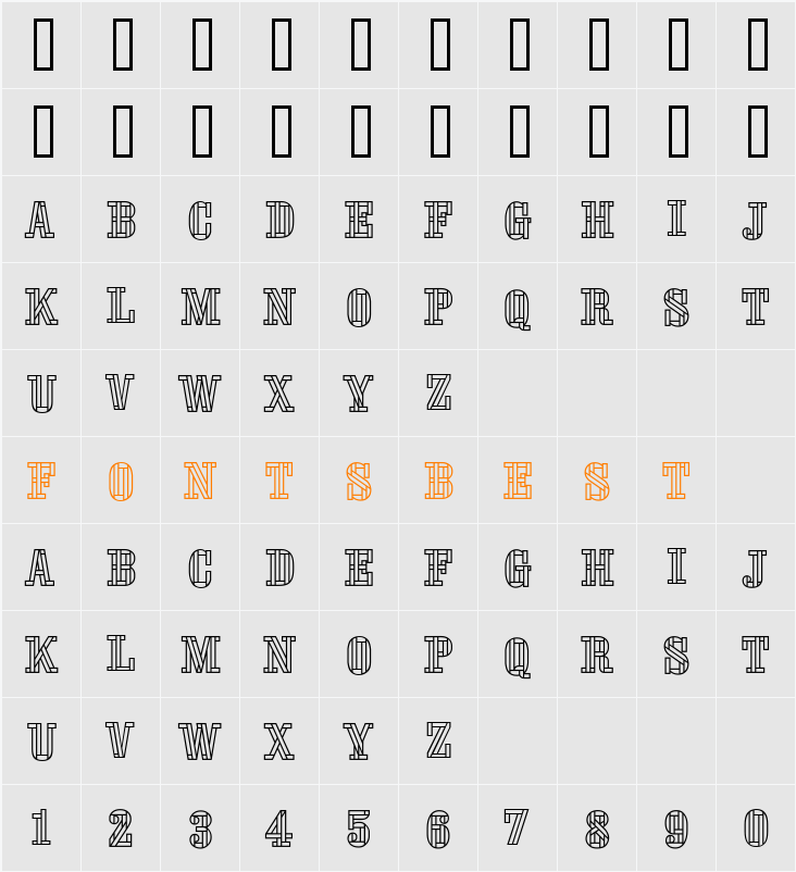 Oaktag Outline Character Map