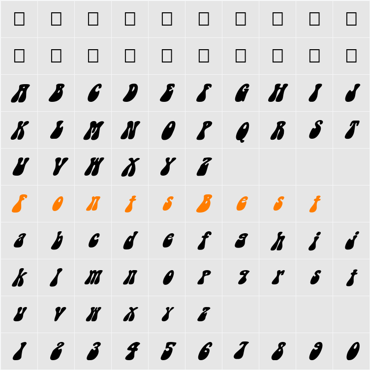 FZ JAZZY 14 ITALIC Character Map
