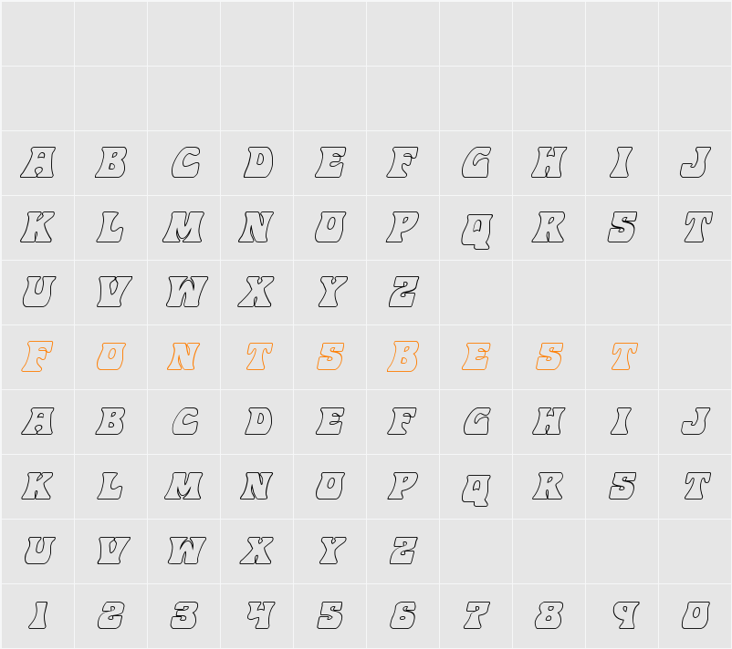 Hip Pocket Outline Italic Character Map