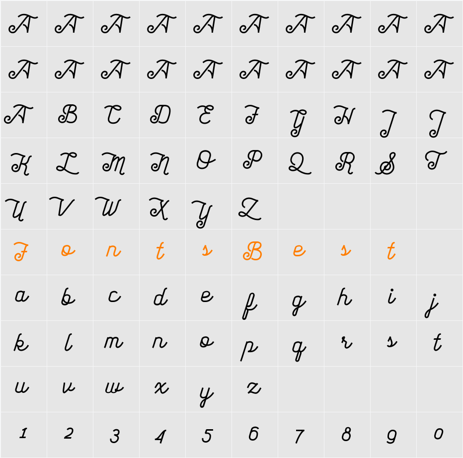 acroscript Character Map