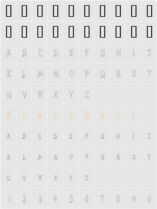 GengisKahnOutlineCondensed Character Map