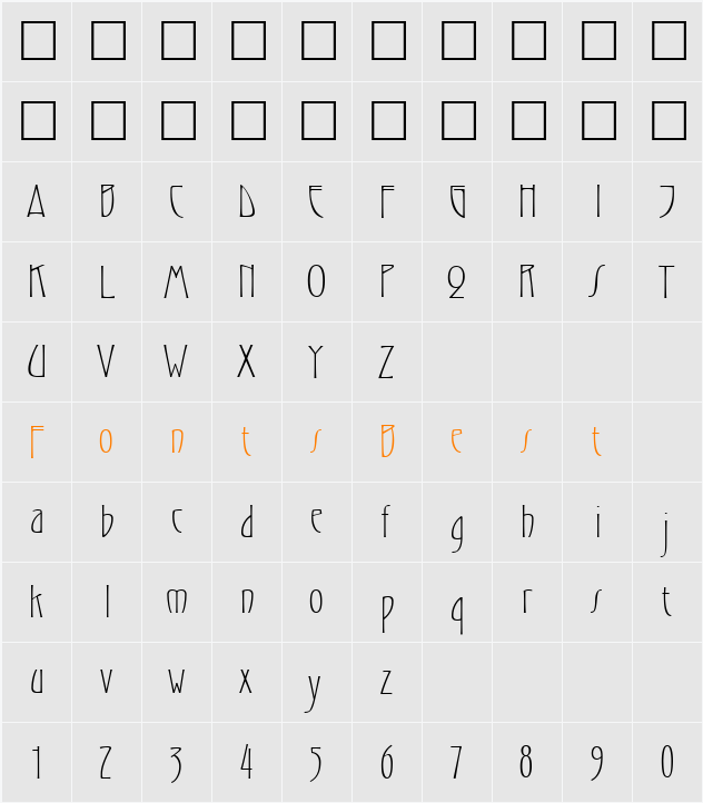 Gradl Character Map