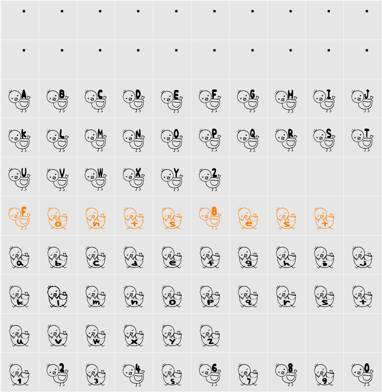 T-piyo Font Character Map