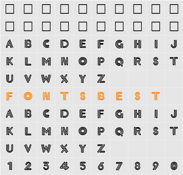Neon Thick Character Map