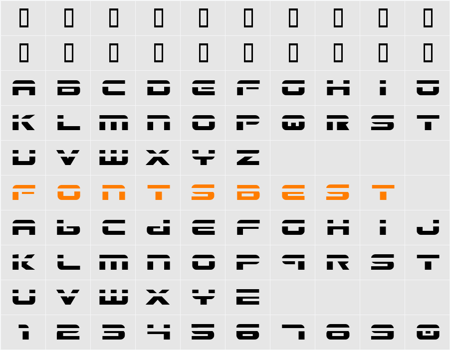 Gunship Laser Character Map