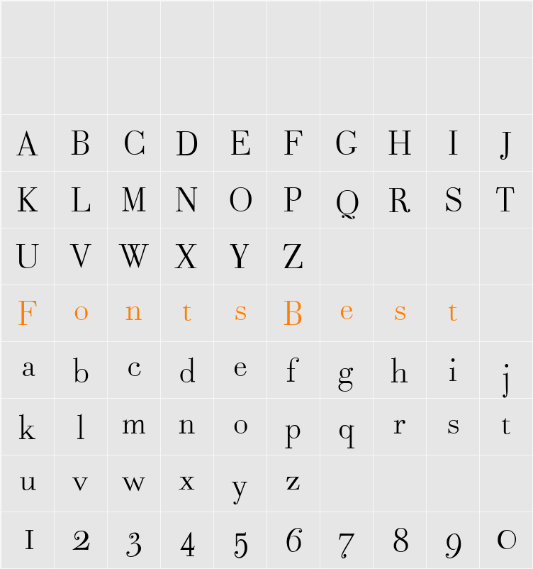 Bodoni Classic Text Light Character Map