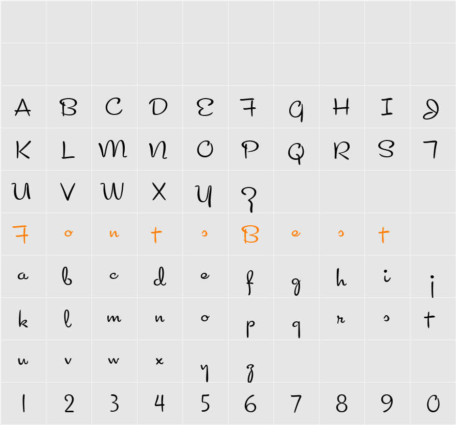 Cocktail Script Character Map