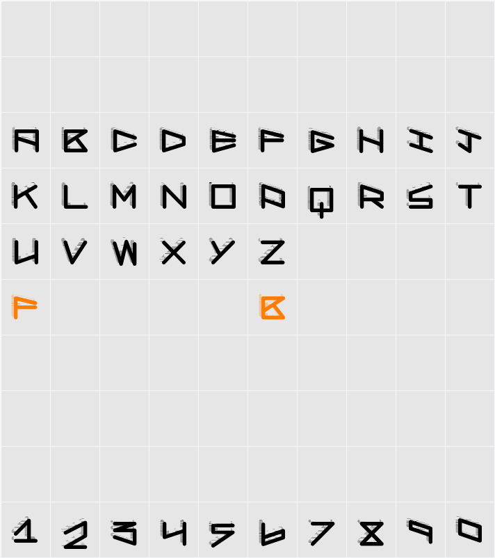 RobotShadow Character Map