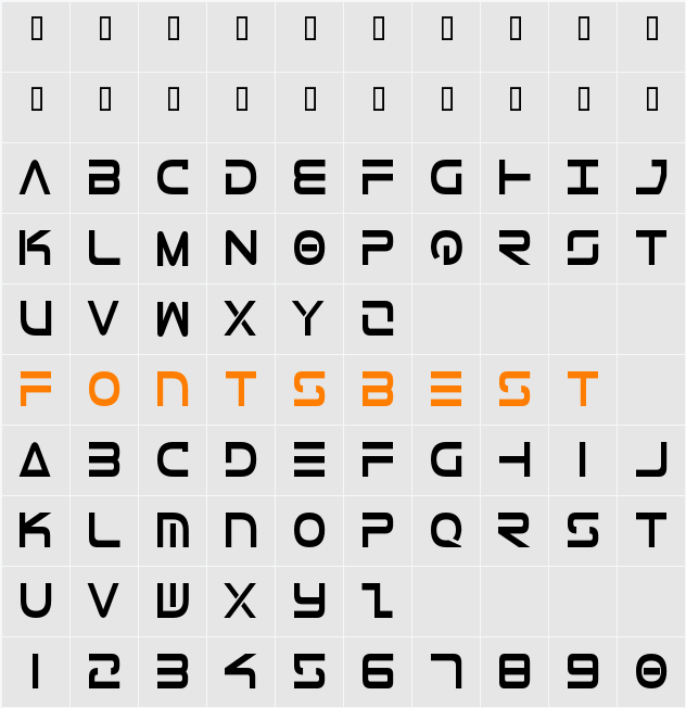 Tele-Marines Condensed Bold Character Map